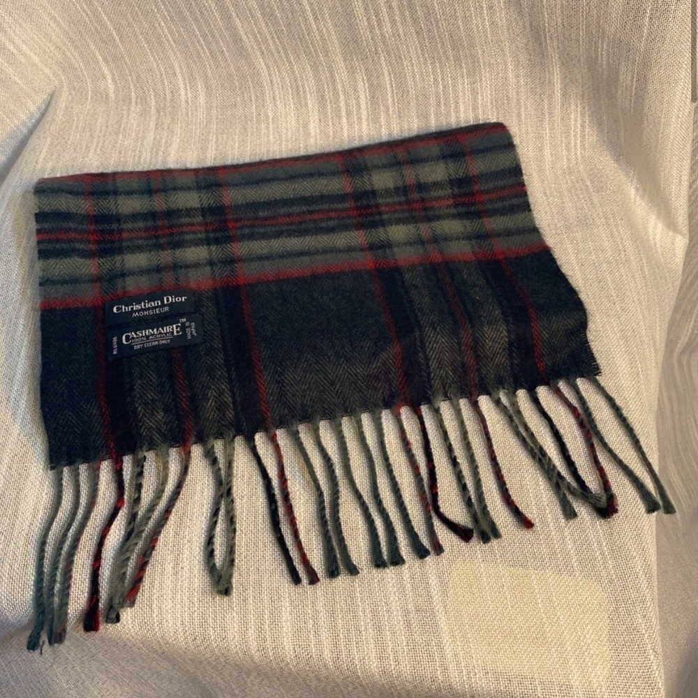 Christian Dior cashmere plaid scarf